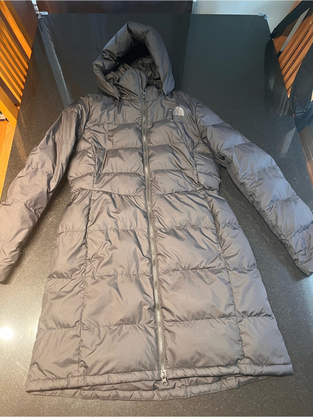The North Face Women’s Black Long Puffer Coat with Hood